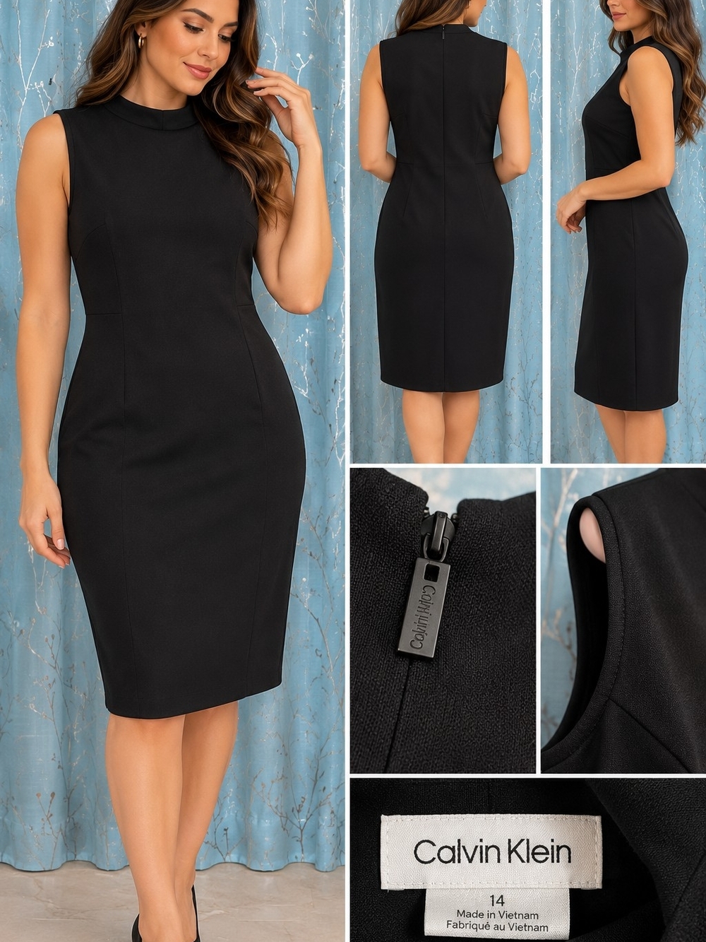 Calvin Klein Black Sleeveless Sheath Dress